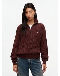 Tommy Hilfiger - Tommy Jeans Tommy Badge Cable Knit Oversized Jumper - Lyst