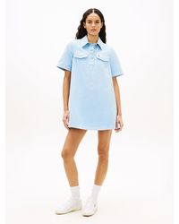 Tommy Hilfiger - Washed Canvas Mini Short Sleeve Shirt Dress - Lyst