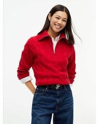 Tommy Hilfiger - Pure Wool Cable Knit Quarter Zip Jumper - Lyst