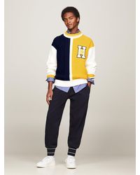 Tommy Hilfiger - Crest Embroidery Mixed Knit Colour-blocked Jumper - Lyst