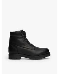 Tommy Hilfiger - Leren Veterboots Met Profielzool - Lyst