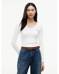 Tommy Hilfiger - Tommy Jeans Slim V Neck Long Sleeve T-Shirt - Lyst