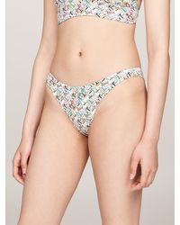 Tommy Hilfiger - Th Monogram High Leg Cheeky Bikini Bottoms - Lyst