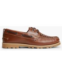 Tommy Hilfiger - Leather Braided Boat Shoes - Lyst