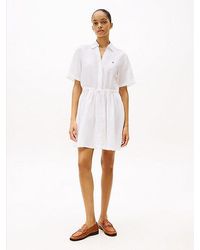 Tommy Hilfiger - Mini-Overhemdjurk Van Puur Linnen - Lyst