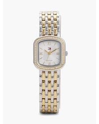 Tommy Hilfiger - Crystal Bezel Two Tone Rectangular Dial Watch - Lyst