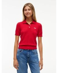 Tommy Hilfiger - Pointelle Flag Short Sleeve Polo Jumper - Lyst