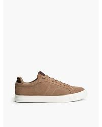 Tommy Hilfiger - Suede Metallic Logo Lightweight Court Trainers - Lyst