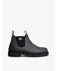 Tommy Hilfiger - Leren Chelsea Boot Met Profielzool - Lyst
