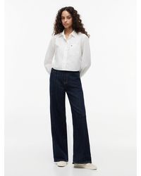 Tommy Hilfiger - High Rise Wide Leg Jeans With Linen - Lyst