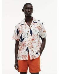 Tommy Hilfiger - Regular Tropical Print Linen Short Sleeve Shirt - Lyst
