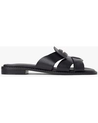 Tommy Hilfiger - Leather Crest Square Toe Sandals - Lyst