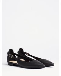 Tommy Hilfiger Leren Ballerina Met Cut-out - Zwart