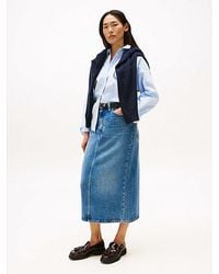 Tommy Hilfiger - High Rise Straight Denim Midi-Rok - Lyst