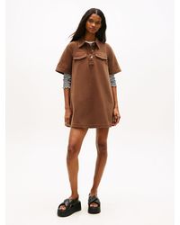 Tommy Hilfiger - Washed Canvas Mini Short Sleeve Shirt Dress - Lyst