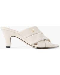 Tommy Hilfiger - Leather Crossover Strap Heeled Mules - Lyst