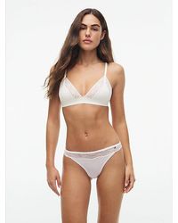 Tommy Hilfiger - Lace Trim Microfibre Thong - Lyst