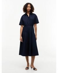 Tommy Hilfiger - Fit And Flare Poplin Midi Shirt Dress - Lyst