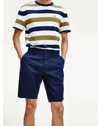 Tommy Hilfiger Slim Fit Korte Chino Van Stretch Dobbykatoen - Blauw