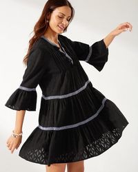 tommy bahama cotton clip embroidered tier dress