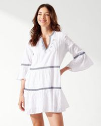 tommy bahama cotton clip embroidered tier dress