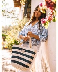 Toni Pons - Large Raffia Bag With Sailor Stripes - Lyst