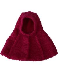 Dolce & Gabbana Mohair Shearling Wool Hat Hooded Scarf - Pink
