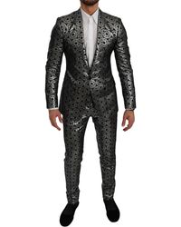 Dolce & Gabbana - Silver Slim Fit Gold 2 Piece Suit - Lyst