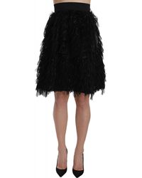 Dolce & Gabbana Black Fringe Metallic Mini Line Skirt