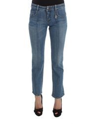 CoSTUME NATIONAL Cotton Slim Fit Cropped Jeans Blue Sig30118