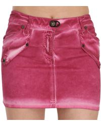 Plein Sud Cotton Stretch Casual Mini Skirt Pink Pan70248