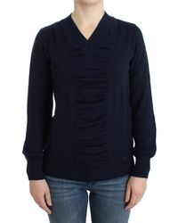 CoSTUME NATIONAL - V-neck Wool Sweater Blue Sig12054 - Lyst