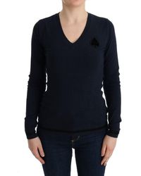 CoSTUME NATIONAL - V-neck Viscose Sweater Blue Tui10018 - Lyst