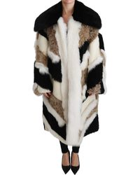 Dolce & Gabbana Sheep Fur Shearling Cape Jacket Coat - Multicolour