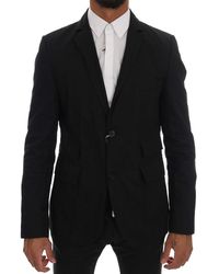 Daniele Alessandrini Black Cotton Slim Fit Blazer Jacket