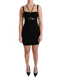 Dolce & Gabbana Stretch Sheath Mini Dress Black Dr2484