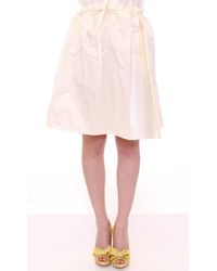 Licia Florio Above-knee Stretch Waist Strap Skirt White Mom10098 - Multicolour