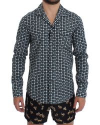 Dolce & Gabbana Hat Print Cotton Pyjama Shirt Sig12381 - Green