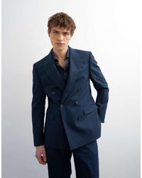 TOPMAN - Double Breasted Linen Rich Blazer - Lyst