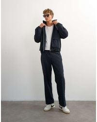 TOPMAN - Wide Leg Trouser With Boucle Pinstripe - Lyst