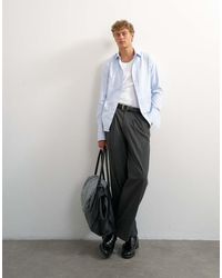 TOPMAN - Wide Leg Pinstripe Trouser With Pleats - Lyst