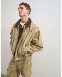 TOPMAN - Oversized Fit Twill Camo Print Bomber Jacket With Cord Collar - Lyst