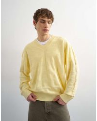 TOPMAN - Relaxed Fit Knitted V-neck Jumper With Texture - Lyst