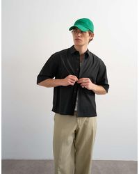 TOPMAN - Relaxed Fit Crop Poplin Short Sleeve Shirt - Lyst