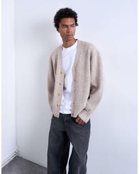 TOPMAN - Relaxed Fit Cable Knitted Cardigan - Lyst