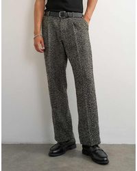 TOPMAN - Wide Leg Textured Herringbone Trouser - Lyst