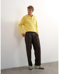 TOPMAN - Wide Leg Micro Check Trouser With Pleats - Lyst