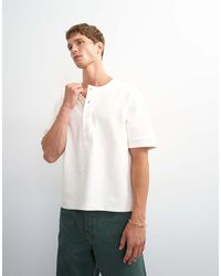 TOPMAN - Relaxed Fit Jersey Twill Baseball Henley Shirt - Lyst