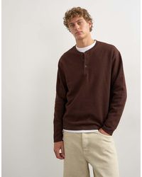 TOPMAN - Relaxed Fit Rib Henley - Lyst