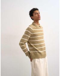 TOPMAN - Regular Fit Knitted Crewneck Polo With Stripe Marl - Lyst